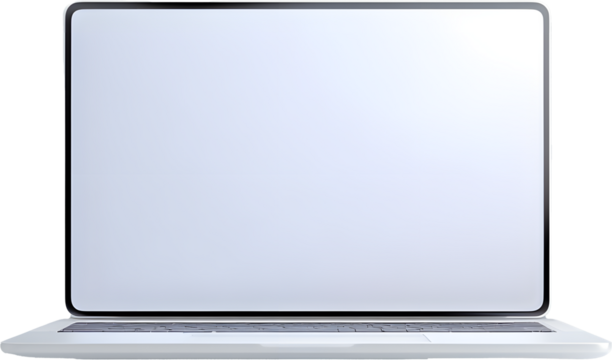 Angled view of slim modern laptop isolated on white background, symbolizing business, digital work, and portable computer design.