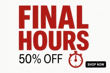 Obraz premium FINAL HOURS 50% OFF discount sale banner, bold style, urgent retail promotion offer.