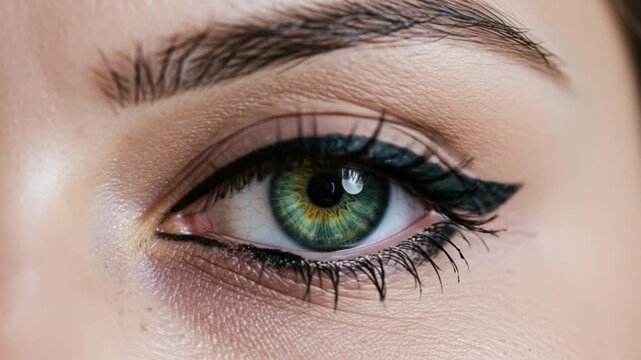 Eyes with eyeliner application sequence