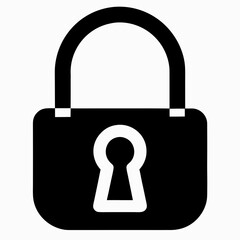 Lock vector clean black silhouette design white background