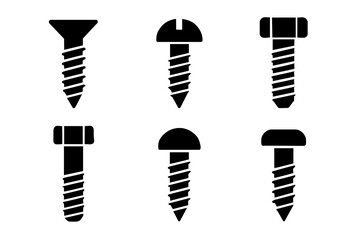 Various screw designs: flat, phillips, hex, and more industrial fasteners