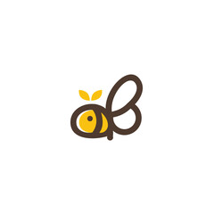 Bee Logo Vector Design, Honey Logo Template	