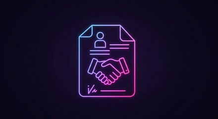Secure crucial business deals with this glowing handshake agreement icon, signifying trust and partnership in a modern digital handshake
