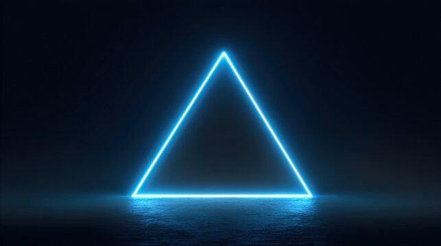 Neon blue triangle shape on dark background
