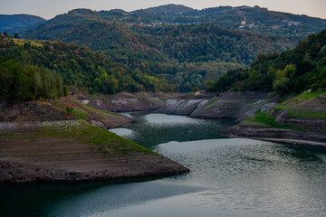 Yuvacık Dam Lake with Hills and Mosque