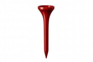 Red plastic golf tee isolated on transparent background, ready for your next golf course design