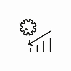 gear with decreasing graph icon sign vector