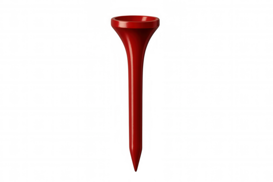 Red plastic golf tee isolated on transparent background, ready for your next golf course design