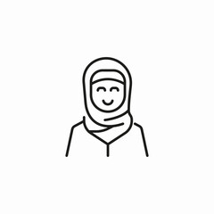 happy woman in hijab icon sign vector