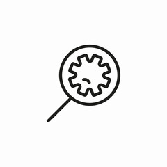 magnifying glass gear icon sign vector