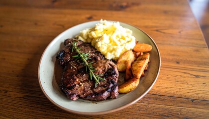 Grilled Steak Dinner on Table