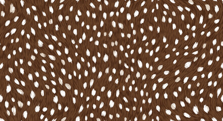 Close-up of a brown animal fur pattern with numerous white spots, resembling deer or fawn hide texture.