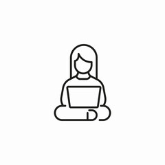 woman using laptop icon sign vector