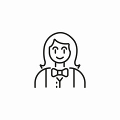 woman with bow tie icon sign vector