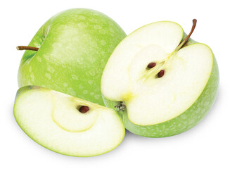 fresh sliced green apple on black