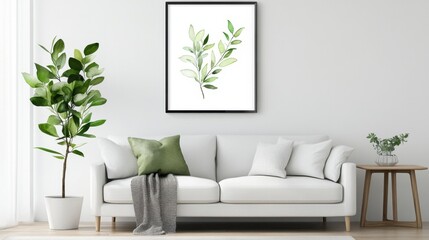 Watercolor olive branch with soft green leaves, minimalist botanical art