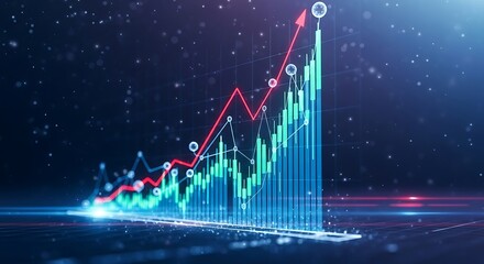 Abstract Financial Growth Chart with Rising Trendline and Data Points