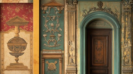 Obraz premium Antique Interior Doorway with Intricate Wall Decor