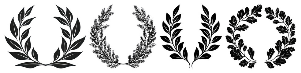 PNG Elegant laurel wreath vector designs, element set on transparent background