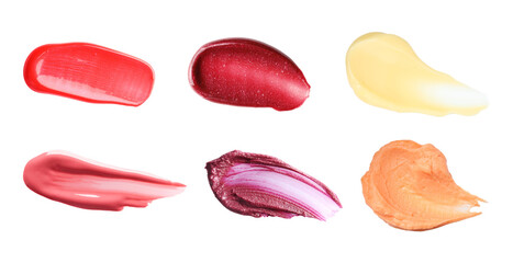 assorted cosmetic cream smear swatches for beauty concepts