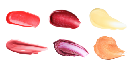 assorted cosmetic cream smear swatches for beauty concepts