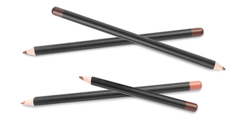pile of dark brown eyeliner pencils for cosmetic use