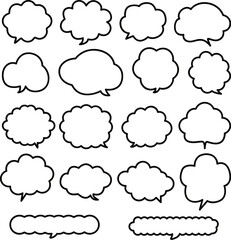This white and black, easy-to-use, simple fluffy cloud speech balloon set is perfect for any occasion. / 使いやすいシンプルなモコモコ雲の吹き出しセット 白 黒