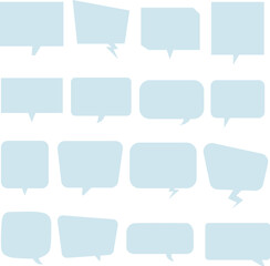A simple, easy-to-use set of light blue speech balloons in a square shape. / 使いやすいシンプルな四角い吹き出しセット 水色
