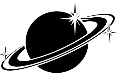 saturn with sparkle silhouette vector illustration