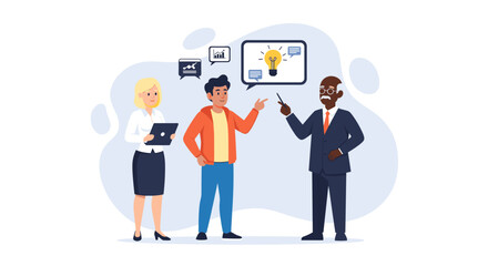 Diverse business team collaborates, brainstorming ideas and analyzing data, symbolizing innovation, strategic planning, and successful problem-solving.