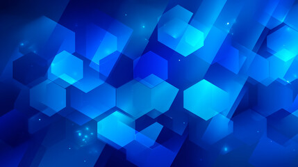 Obraz premium Futuristic Abstract Background with Glowing Blue Hexagons and Gradient Light Effects in Digital 3D Design 