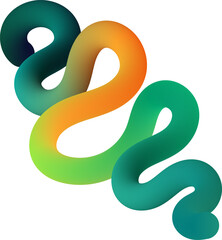 Abstract Gradient 3D Fluid Shape in Green, Blue and Orange, Modern Design Element for Posters and Backgrounds