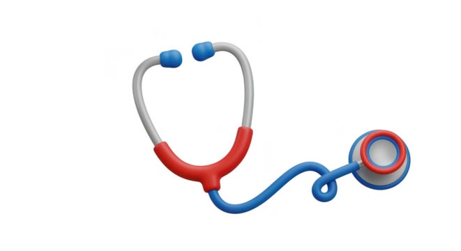 3d icon of a charming 3d rendering of a stethoscope, a symbol of healthcare and medicine, isolated on transparent background, perfect for medical illustrations