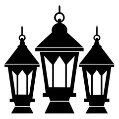 Lanterns a simple vector clean black silhouette design white background