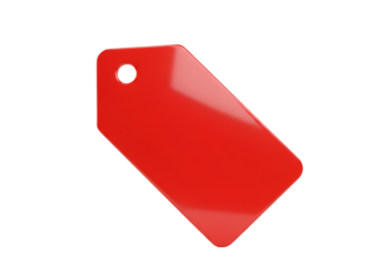 Bright red blank tag ready for your custom text and branding, perfect for sales and promotions