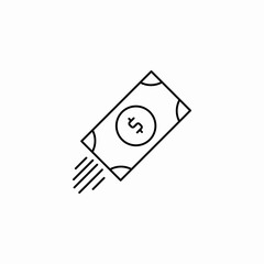 flying money bill icon sign vector