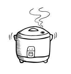 cute rice cooker hand drawn sketch vector illustration