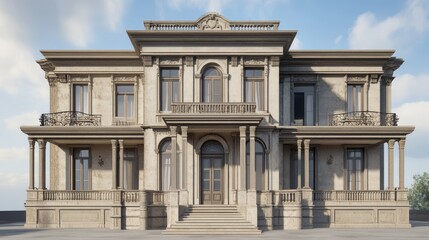 Fototapeta premium Magnificent Neoclassical Mansion: Architectural Marvel