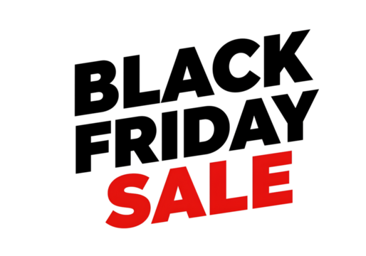 Bold Black Friday Sale announcement with vibrant red lettering creates urgent shopping excitement for consumers.