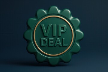 VIP DEAL badge with exclusive offer allure, sleek glossy style, enticing retail promotion for premium customers.