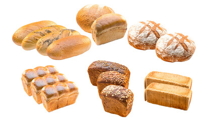 various breads arranged on a dark background