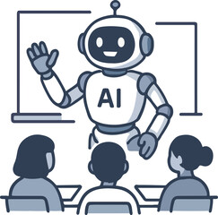 AI robot as a friendly teacher in class Illustration