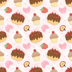 seamless pattern with cake and cupcake, fabric patterns, gift wrapping paper, notebook cover, phone case pattern 
