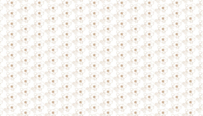 Brown outline flower and swirl seamless pattern background