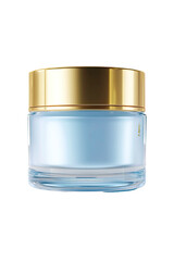 Light blue, frosted cosmetic jar with gold lid
