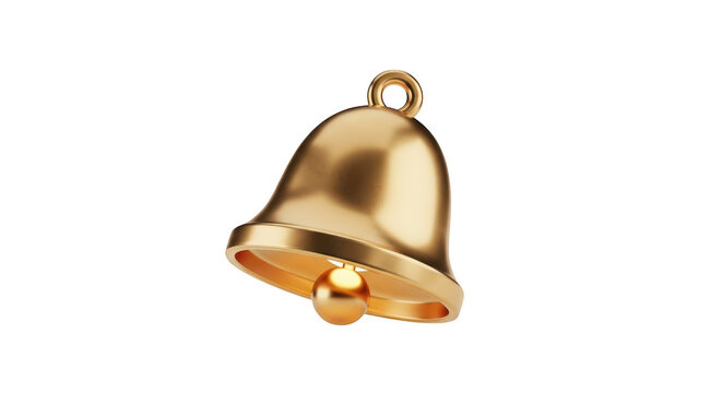 3d icon of golden bell isolated on transparent background, a festive symbol for christmas, holidays, and notifications, rendered in 3d for decorative designs - Powered by Adobe
