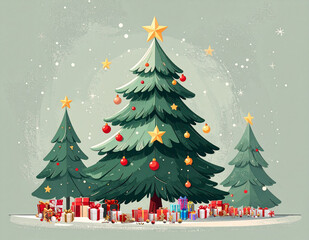 Fototapeta premium christmas tree vector illustration