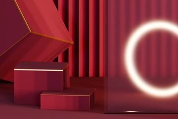 3D Rendering(not AI). Podium pedestal or platform in blank space background minimal, 3d product mockup, Product presentation, 3d rendering geometric shape design.