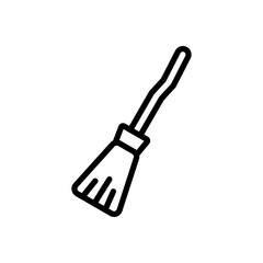 Classic witch flying broom in clean line style. Ideal for magical visuals, Halloween graphics, spooky fantasy themes, and festive seasonal icons.