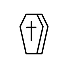 Obraz premium Coffin with cross symbol icon vector illustration, isolated on white
